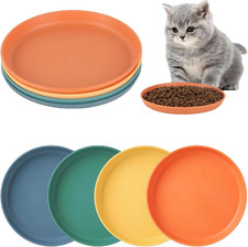 Cat Food Dish Wet Feeding Bowls Whisker Friendly Wide Plate Colorful 5.9 In 4 Pc