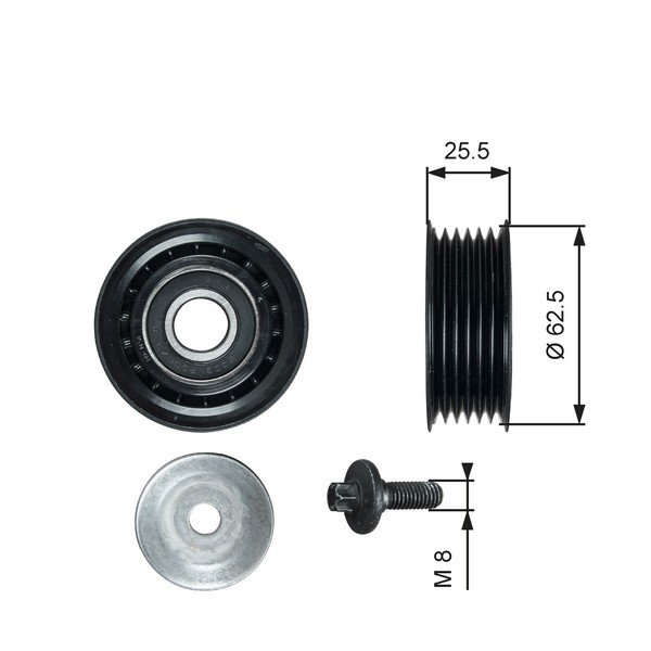 Gates Umlenk-/FüHrungsrolle Keilrippenriemen Drivealign™ T36736 FüR Fiat Lancia-image