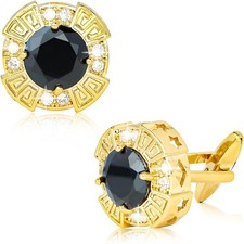 2Pcs Cufflinks for Men Tuxedo Studs Buttons Sliver Crystal Cuff Links...