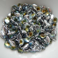 40 Beads - Gemduo Two Hole Beads Backlit Uranium Czech Glass Bead