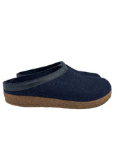 Haflinger Grizzly Unisex Blue Wool Clog Slippers - 42/ Women's 11