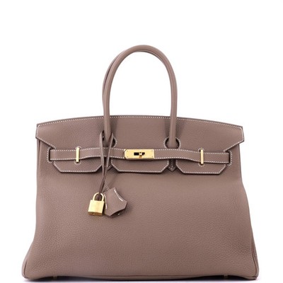 Hermes Birkin Handbag Grey Togo with Gold Hardware 35