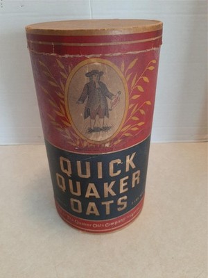 Vintage 1940's Quick Quaker Oats 3 lb. Cardboard Container (Empty) Shelf F2