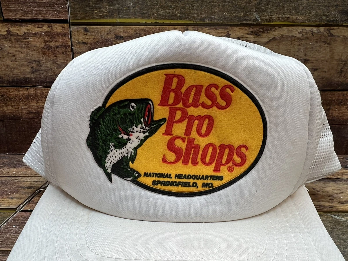 Bass Pro Shops Vintage Trucker Hat Snapback Cap White Foam Mesh Fishing