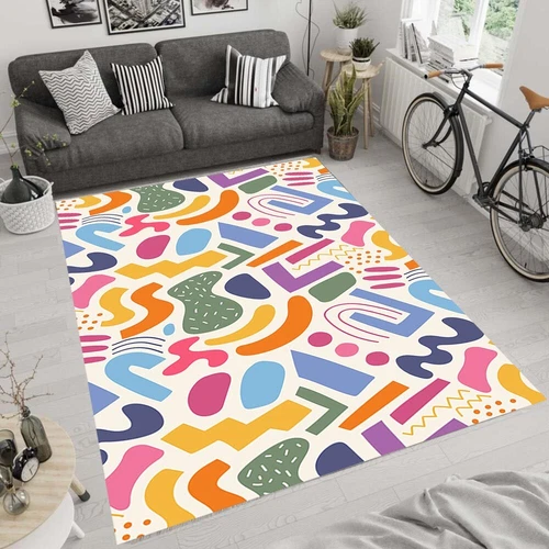 Geometric Shapes Rug, Abstract Rug,Area Rug,Non Slip Floor Carpet, Modern Rug - Picture 1 of 12