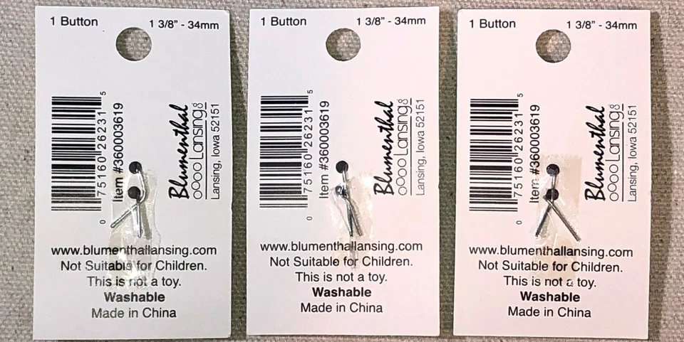 3 FABRIC COVERED MOD BUTTONS SENSATIONS BY BLUMENTHAL VTG 60'S RETRO LOOK 1 3/8" - Image 4 of 4