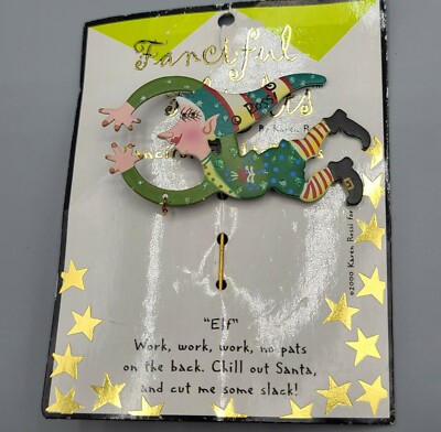 Karen Rossi Fanciful Flights Elf Lapel Pin Silvestri Christmas Holiday 2000