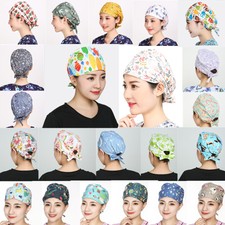 Cotton Scrub Cap Hat Hair Cover Unisex Worked Accessories Floral Animals Lattest