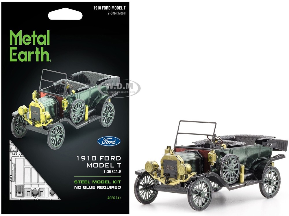 1910 FORD MODEL T GREEN STEEL MODEL KIT BY METAL EARTH MMS196