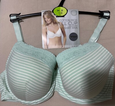 M&S Cotton Rich UnderWired Padded Full Cup T Shirt Bra In Green
