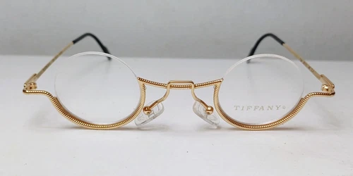 1990's TIFFANY glasses round GOLD 23K GP Model T64 Luxury Frame