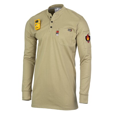 NEW Proactive FR Flame Resistant Henley Shirt SHIPS TODAY (MEDIUM) KHAKI TAN