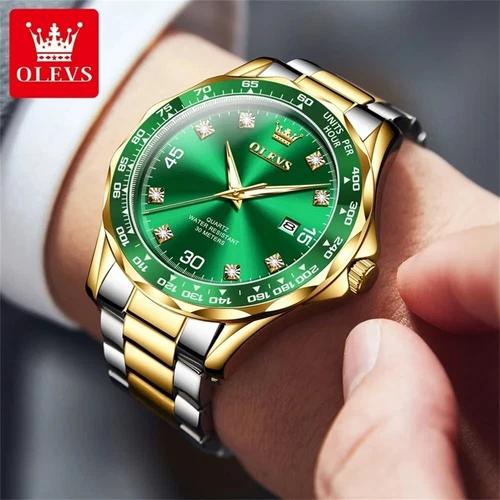 OLEVS Men's Stainless Steel Luminous Business Date Quartz Watch Shock Resistant - Picture 8 of 14