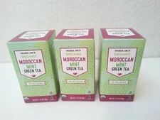3 Packs Trader Joe's Organic Moroccan Mint Green Tea 20 Tea Bags 1.27 oz/Pack