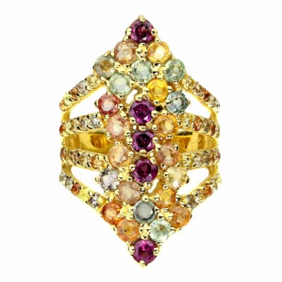 Valentine 925 Silver Ring Round Sapphire Diamond Cut Rhodolite Gemstone Jewelry