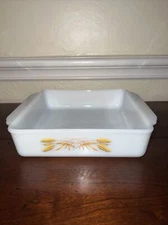 Vintage Fire-King Wheat Pattern 8” Pan 1960s by Anchor Hocking