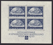 &Ouml;. WIPA Block 1 aus 1933 als Faksimile Reproduktion TOP siehe Bild