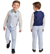 Nautica Boys 4-PC Blue Oxford Vest Set Formal Dressy Wedding Church SIZE 4 5 6 7