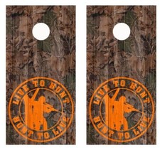 Realtree Camo Live To Hunt, Hunt To Live Barnwood Cornhole Board Wraps 2597