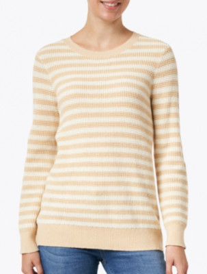 Sail to Sable Striped Cotton/Merino Wool Sweater Camel S NWT $198