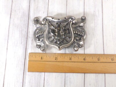 Silver Dagger Fleur De Lis  Silvertone Belt Buckle with Black Crystals