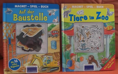 Magnet-Spiel-Buch Auf der Baustelle + Tiere im Zoo Planet Medien AG CH-Zug, 3+