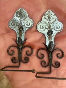  Pair of Mirrored french handtowel holders, vintage 