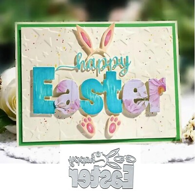 Happy Easter Rabbit Metal Die Cuts for Card Making,Easter Rabbit Card Cutting...