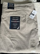 Nautica Men's Khaki Slim Fit Deck Pants Size 38W/32L Stretch New w/Tags