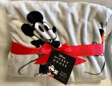 Disney Mickey Mouse Plush Throw Blanket Light Gray Polyester 50 x 70 inches
