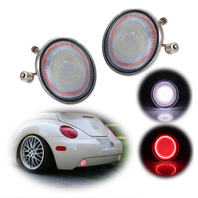 For 98-05 VW Beetle Driver + Passenger Reverse Backup Lights Clear White/Red LED