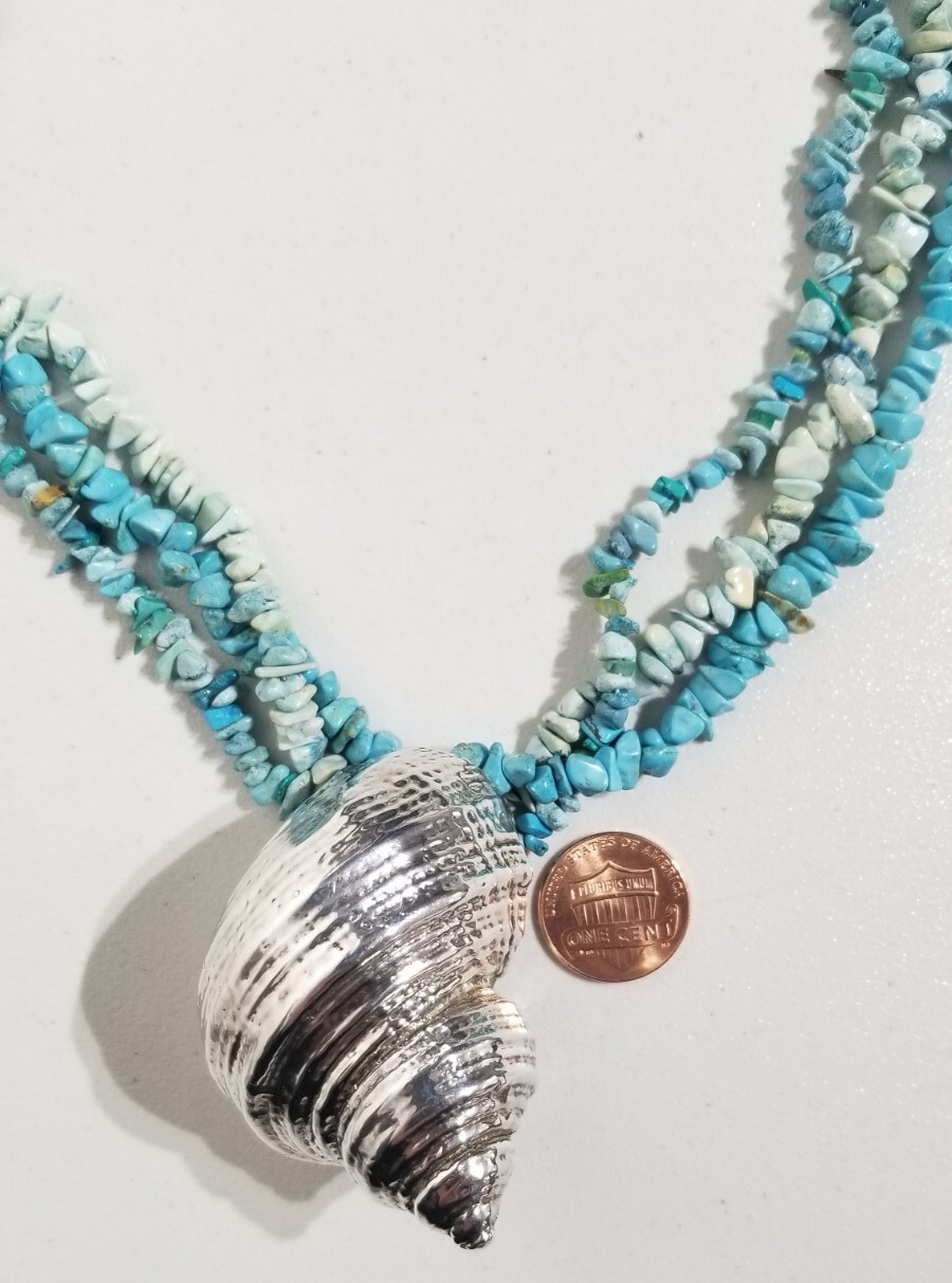 Statement Multi Strand Turquoise Chip Sterling Si… - image 4