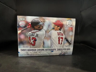 2018 Bowman Chrome Baseball HTA Factory Sealed Hobby Box 3 Auto RC