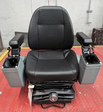 KAB 525P Black Vinyl Mechanical Suspension Construction Seat with Control Pods