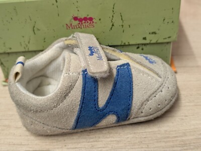 Minnies Baby Blue Grey Ants Print Crawling First Walker Shoes UK 2 3-6 months
