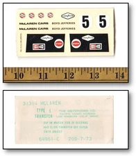Vintage 1/32 Cox Eldon Boyd Jefferies McLaren Slot Car WATER SLIDE DECAL #31314