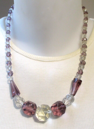 Collier Vintage Perles Cristal Vert Facetté - Fermoir Vis, Bijou Ancien, Superbe état
