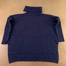 ANRABESS Women's Small Oversized Navy Turtleneck Split Hem Tunic Sweater New