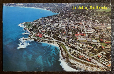 Postcard La Jolla California Coastline Ariel View Postmarked 1968