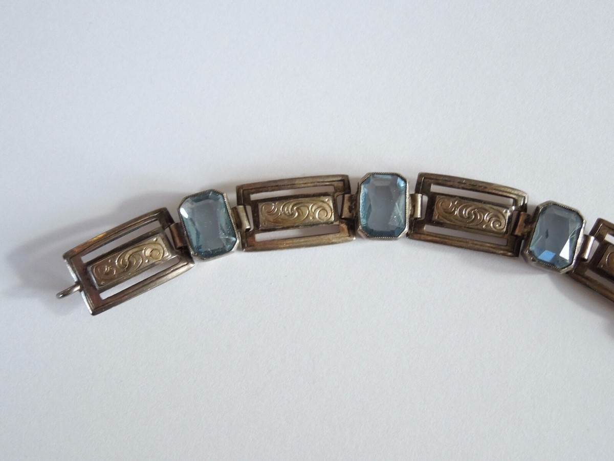 Old KH 835 Silver Bracelet with Blue Gemstones 18.9 g/18 cm