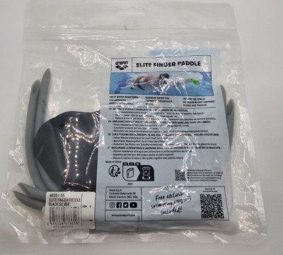 Arena 95251-55: Elite Finger Paddle Black/Silver, Swimming Hand Paddles