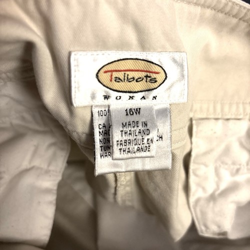 TALBOTS Pantaloncini Cargo Donna 100% Cotone Beige Tan Khaki Utility - Taglia 16W - Foto 5 di 6