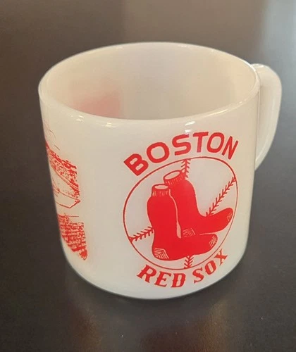 Vintage Federal Milk Glass Mug MLB Baseball Boston Red Sox Fenway Park Fire King