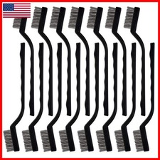 Topbuti 15 Pcs Mini Stainless Steel Wire Brush Set Cleaning Welding Slag Rust