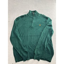 Polo Ralph Lauren Green 100 Pima Cotton 1/4 Zip Sweater Mens L