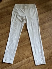 EILEEN FISHER NEW Cream Pull On Stretch Crepe Knit Seamed Leg Pants Sz S