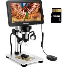 7" LCD Digital Microscope 1200X 12MP Coin Magnifier Soldering PC View 32GB New