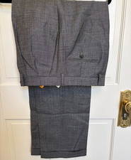 Chaps Men’s Gray Wool Dress Pants 34x30.5 Pleated Wide Leg Cuffed Trousers