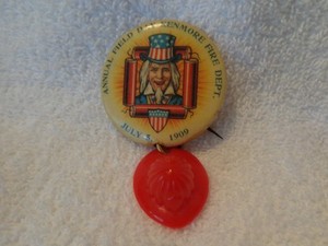 Kenmore NY Fire Department Field Day Uncle Sam Celluloid Pin 1909 Erie Cty NY