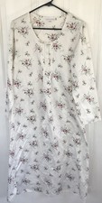 Carol Hochman Nightgown Long Sleeve White With Ponk Roses Flowers Size Petite S